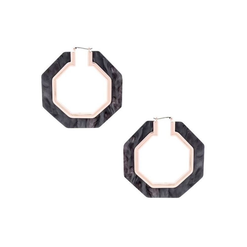 NWT Rebecca Minkoff Octagon Resin Hoop Earrings True Multi Women's Size OS